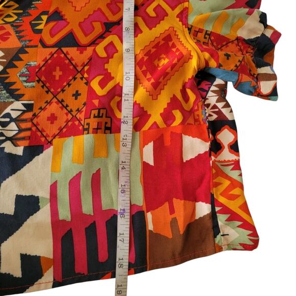 Christian Siriano NY Aztec Print Top Women SM Button Up Artsy Western Festival - Picture 7 of 12